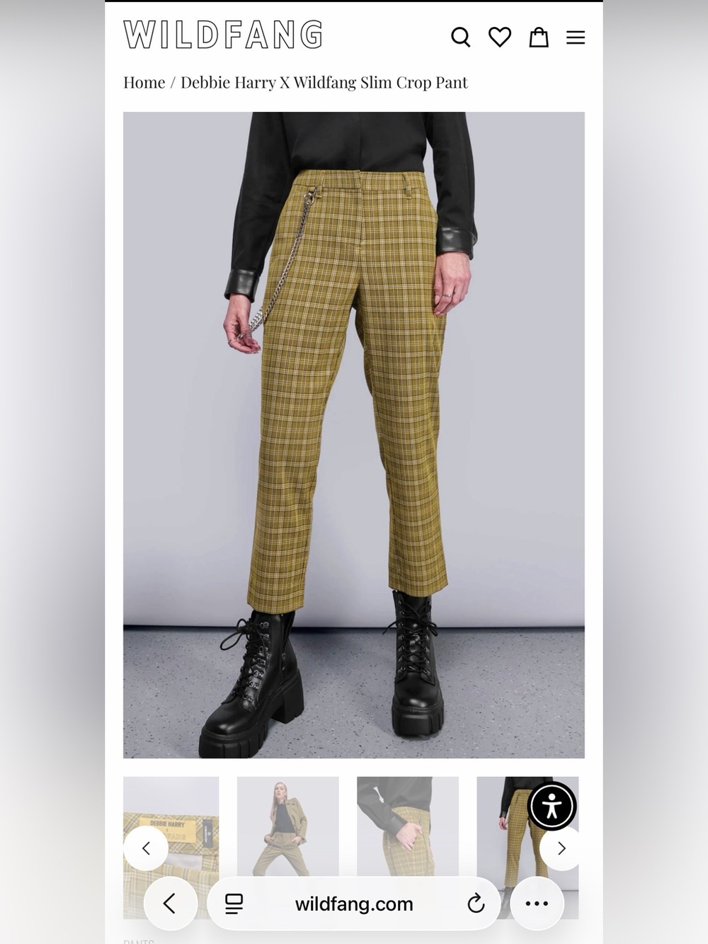 Debbie Harry x Wildfang yellow plaid trousers - Picture 5 of 6